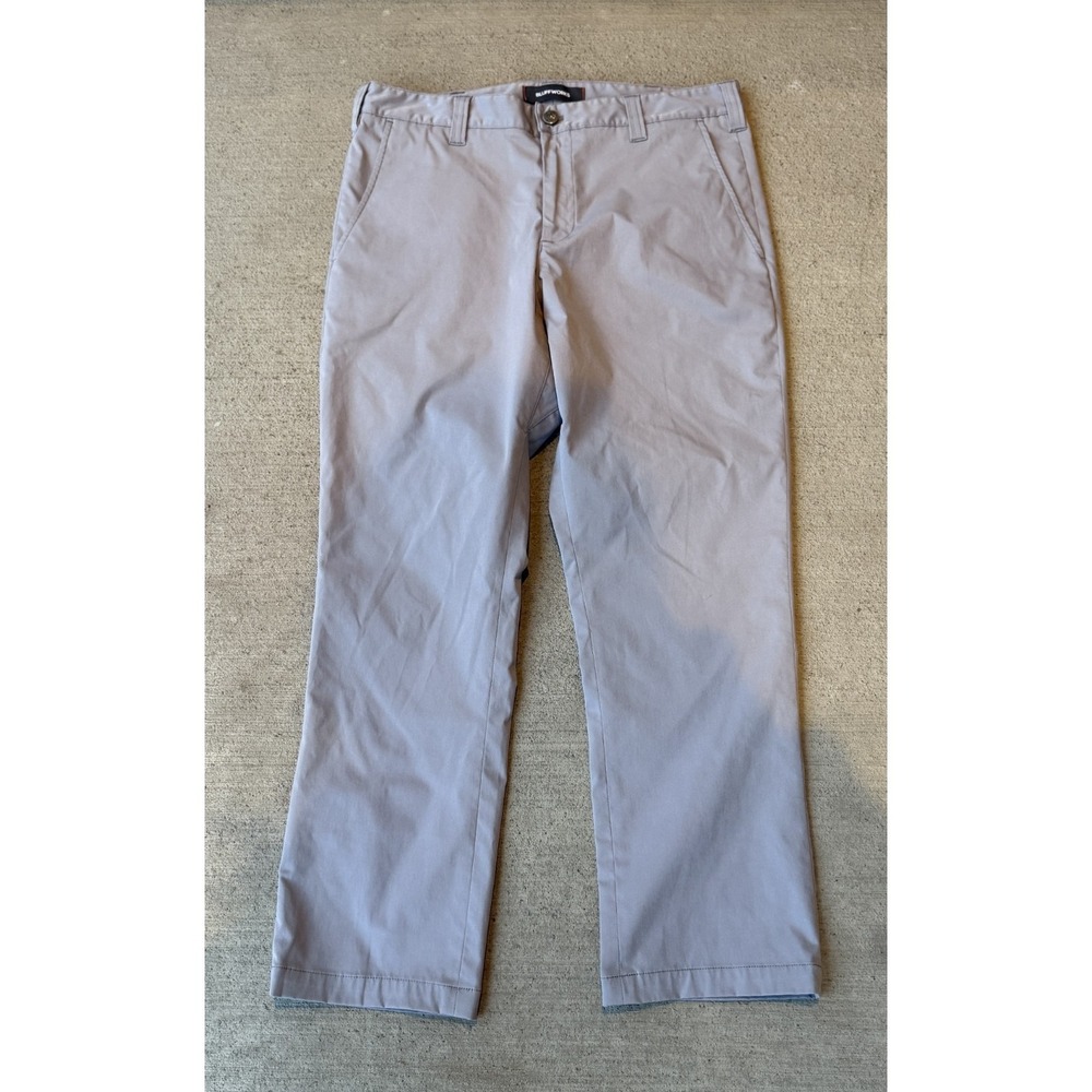 Bluffworks Mens Chino Pants Gray‎ Classic Preppy Work Casual Outdoor Size 33X28